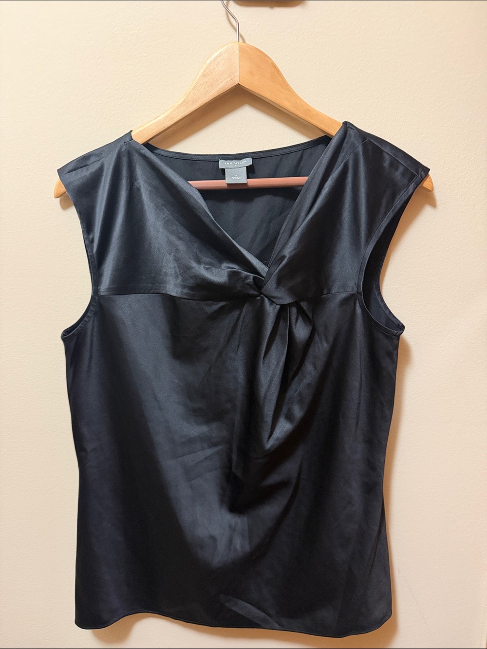 Ann Taylor Black Satin Twist-Neck Sleeveless Camisole